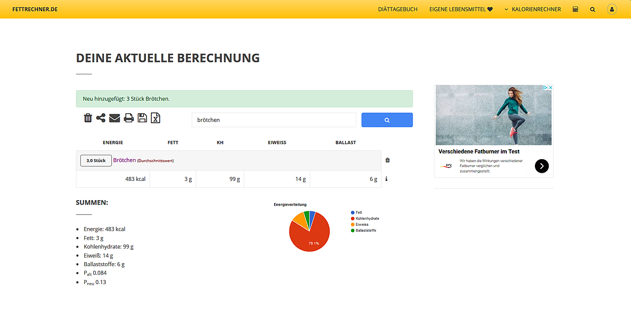 Ergebnis der Berechnung